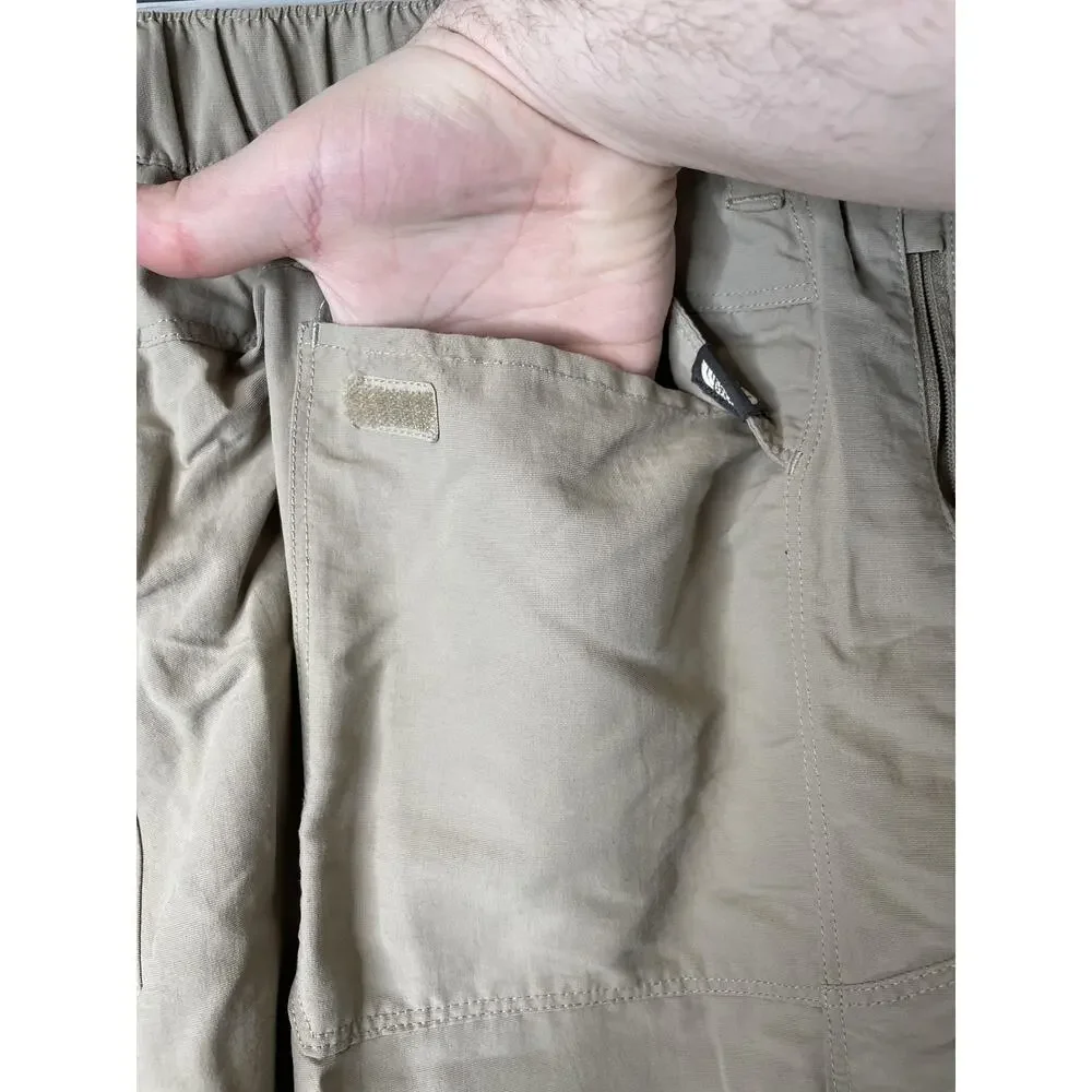 The North Face Pants Mens XL‎ Beige Nylon Hiking Elastic Waist Zip Pockets Cargo